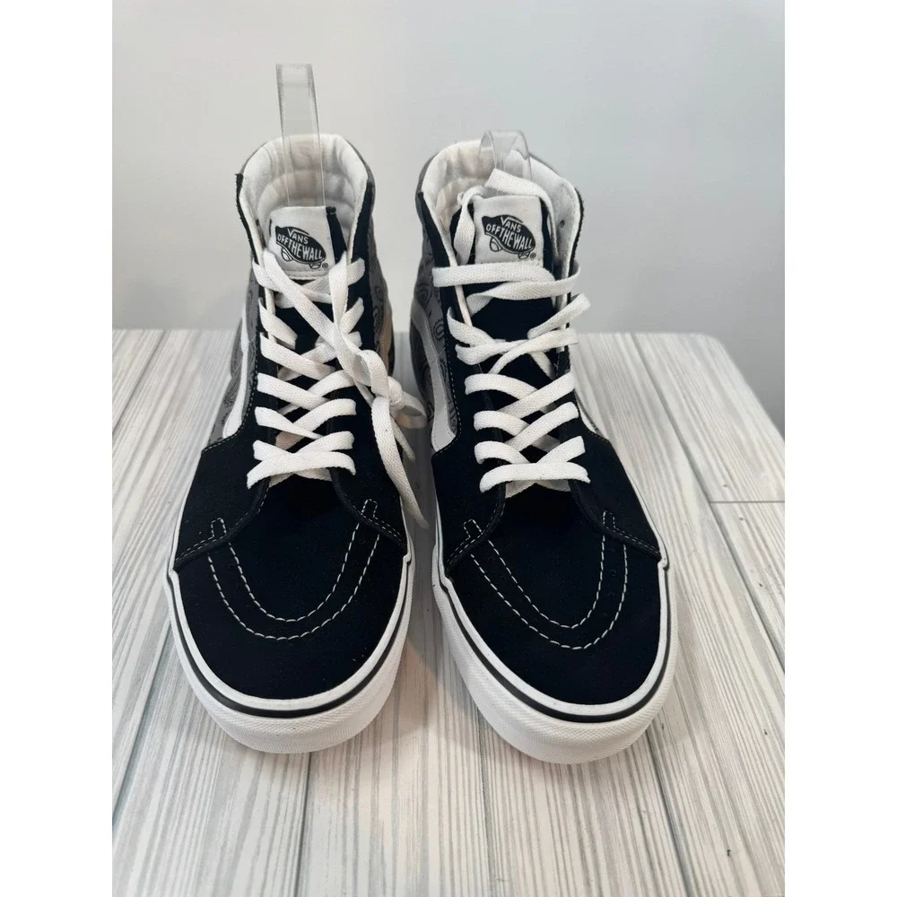 Vans Sk8-Hi Paisley Gray True White High Top Sneakers Skate Shoes Men's 11 - Picture 2 of 6